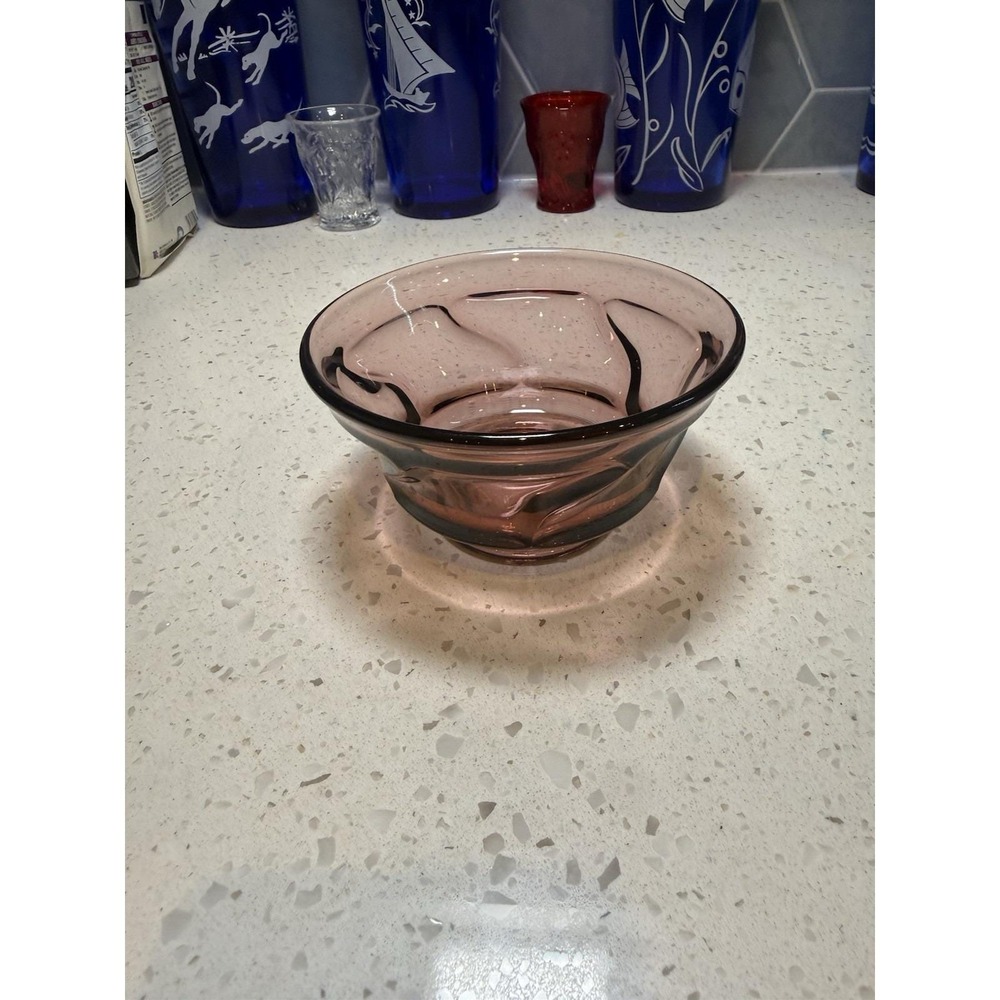 Fostoria Jamestown Swirl Amethyst Purple Dessert Bowl Mid Century Modern Glass
